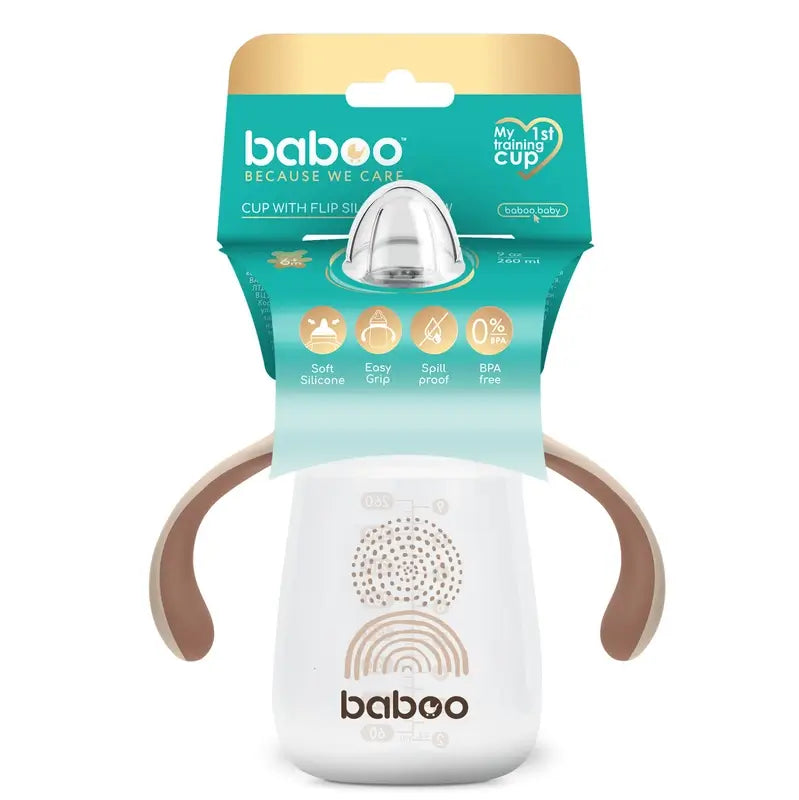 Baboo Au Naturale Silikon Lerntasse mit Mundstück 6+ Monate, 260 ml