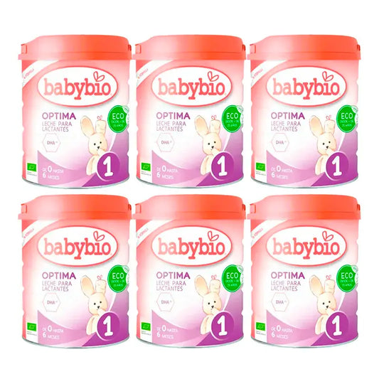 Babybio Optima 1 Cow's Milk 0-6 Months, Pack 6 x 800 grams