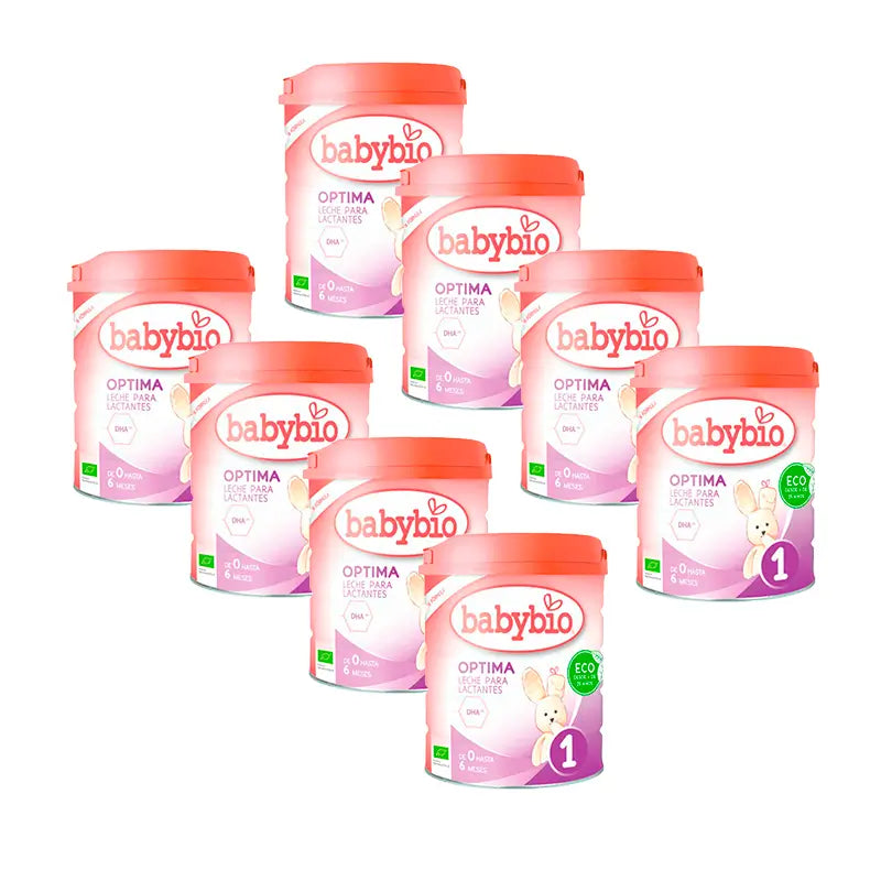 Babybio Optima 1 Cow's Milk 0-6 Months, Pack 8 x 800g
