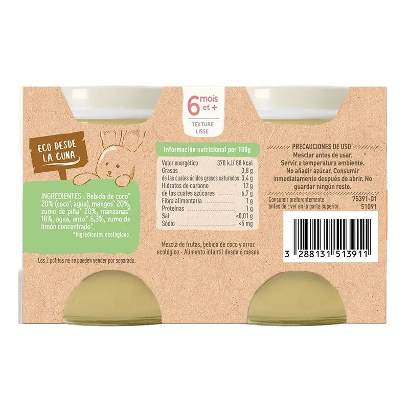 Babybio Joghurt Kokosnuss Mango Ananas & Apfel - 2X130 g