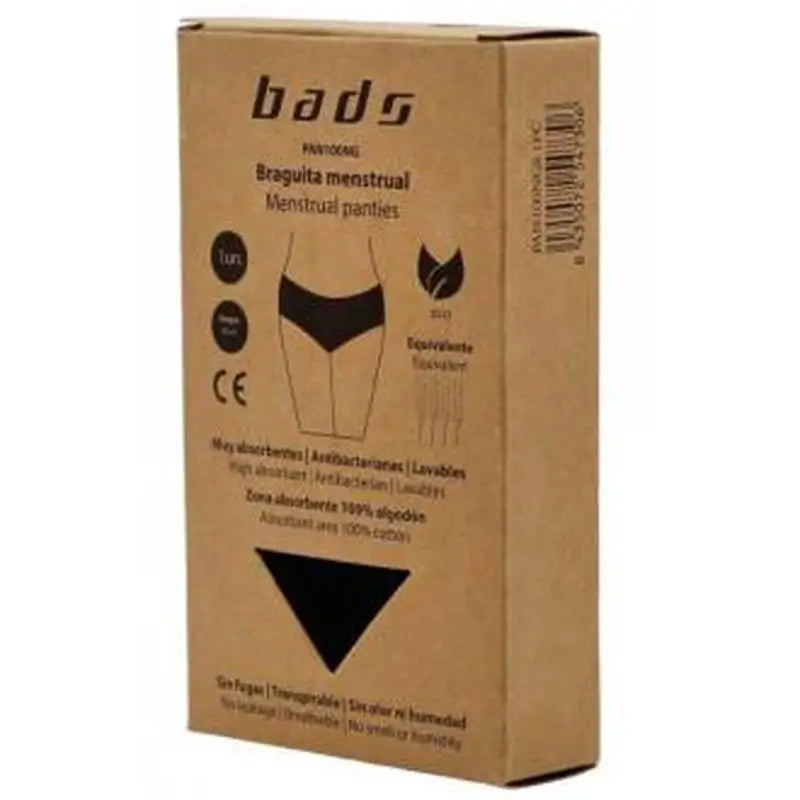 Bads Menstrual Panty Black With Seam Size L.