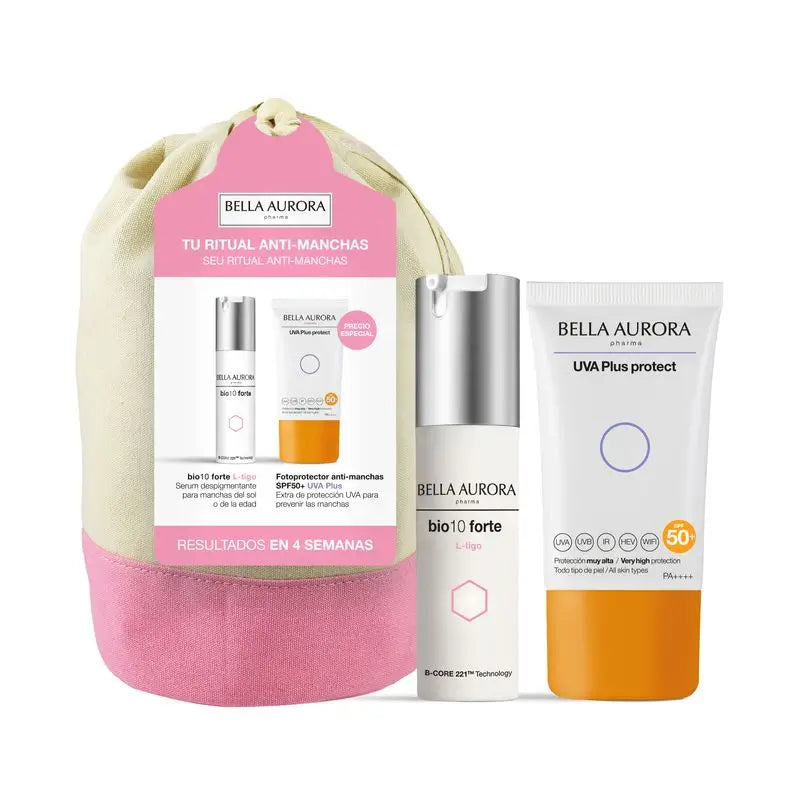 Bella Aurora Anti-Blemish Pack Bio10 Forte L-Tigo + Grape Plus Photoprotector + Gift Set, 30 + 50 ml