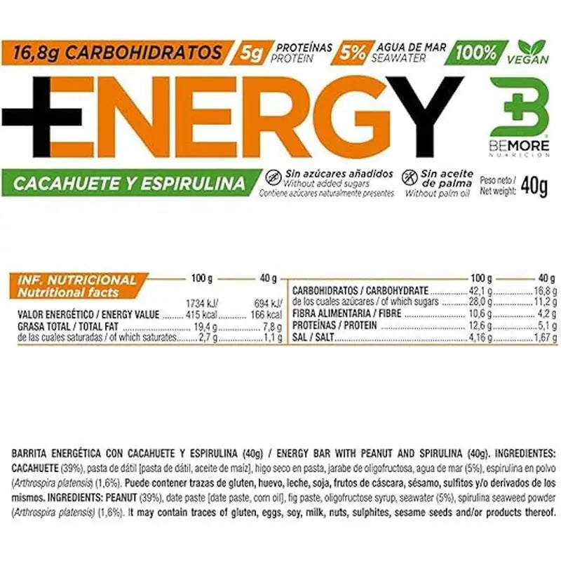 Bemore Nutrition Energy+ Energieriegel mit Kokosnuss- und Dattelgeschmack Box 18 Stück