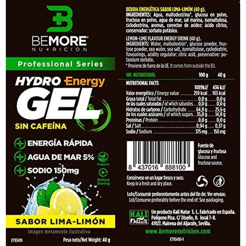 Bemore Nutrition Hydro Gel + Energy Limetten-Zitronen-Geschmack Koffeinfrei