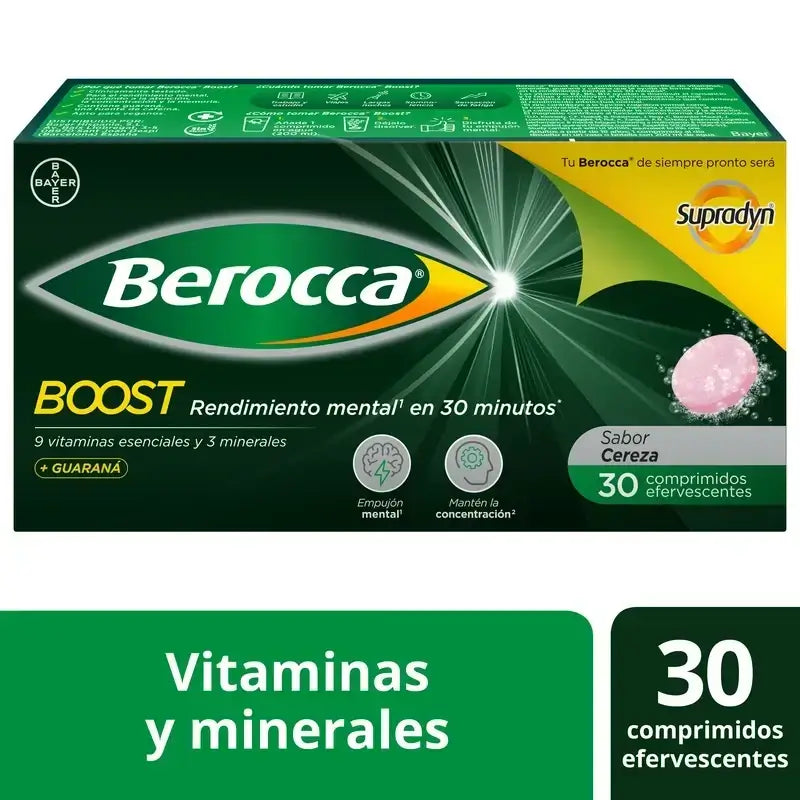 Berocca Boost Magnesium, Vitamine und Mineralien mit Guarana, 2x30 Brausetabletten