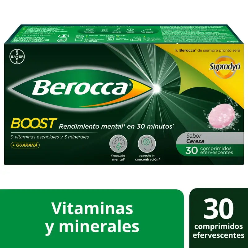 Berocca Boost Magnesium, Vitamine und Mineralien mit Guarana, 30 Brausetabletten