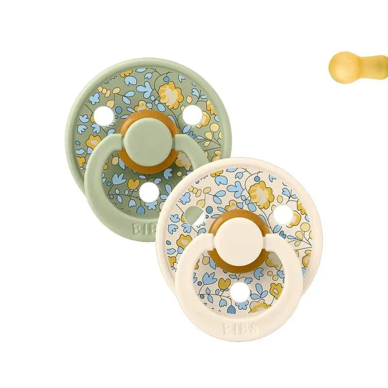 Bibs Liberty 2 Pacifiers Colour Round Eloise Sage Mix 6-18 M