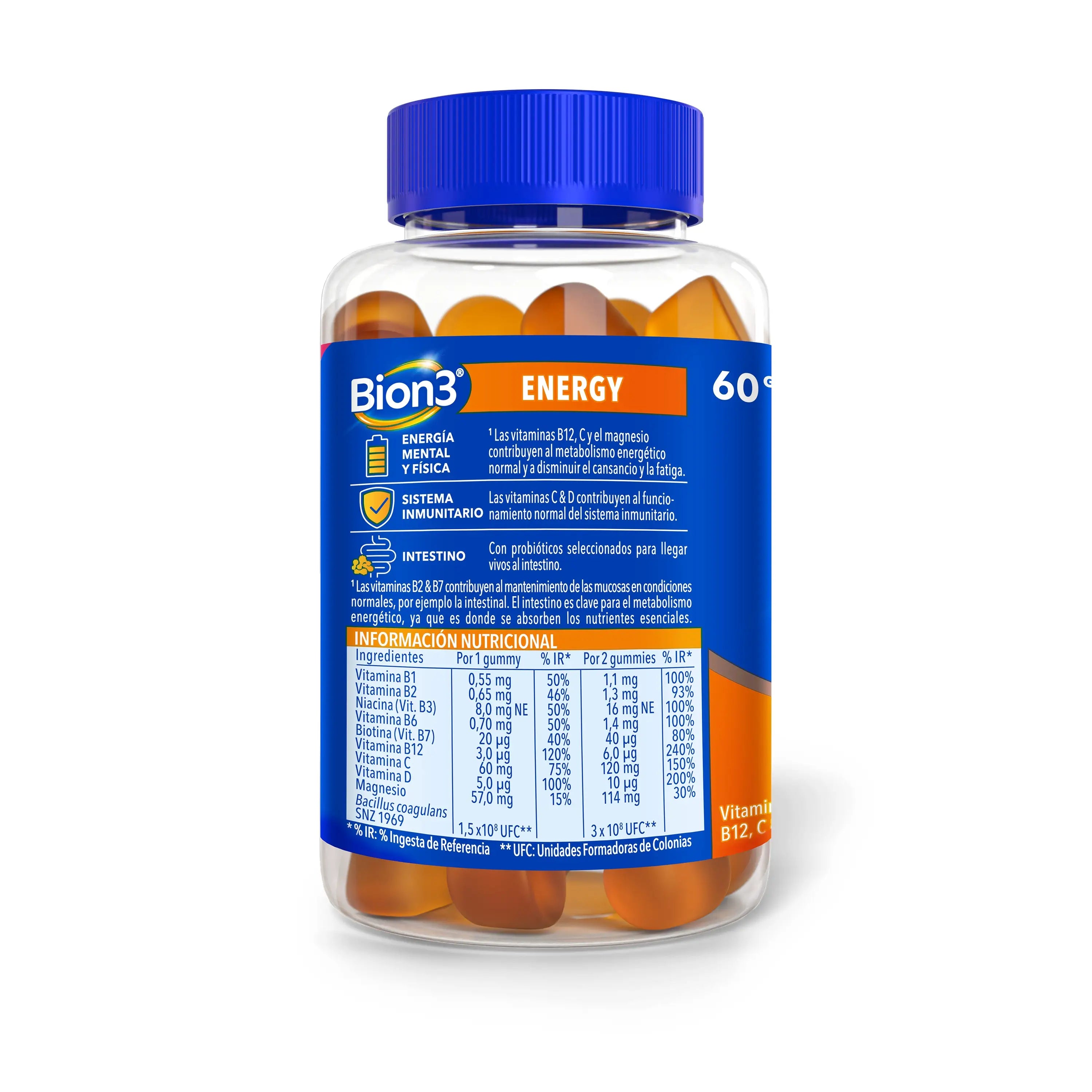 Bion3 Gummibärchen Energie, Vitamine mit Probiotika, Vitamin B12, Vitamin C, Vitamin D und Magnesium