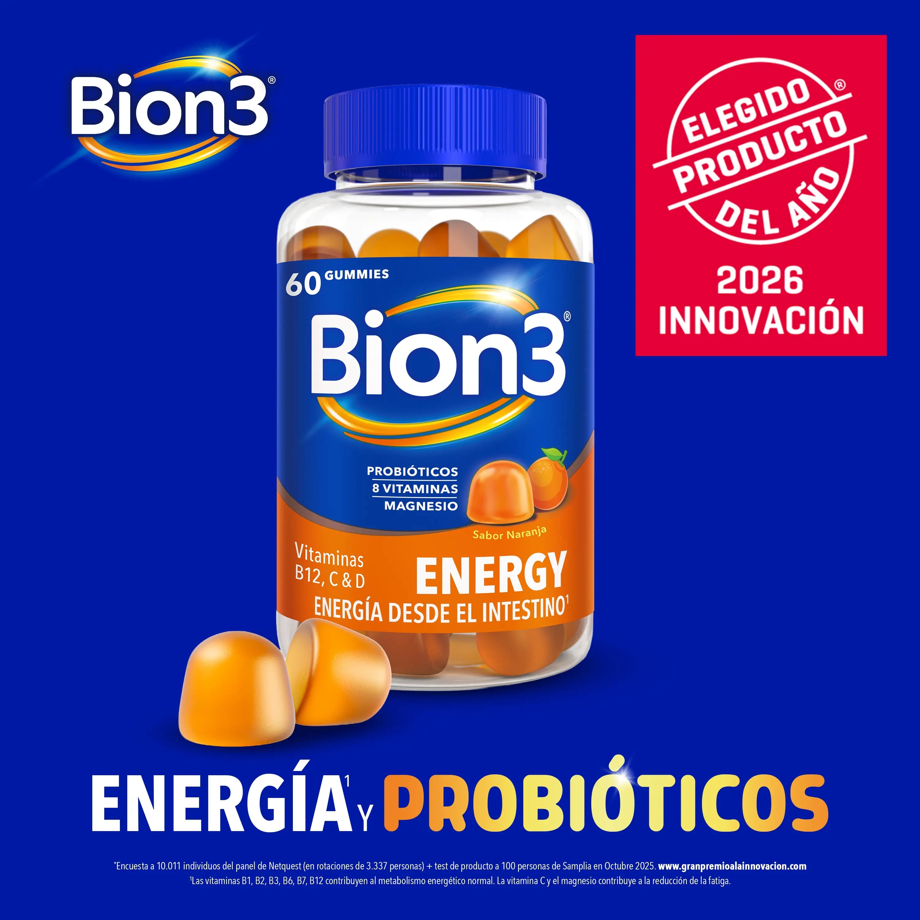 Bion3 Gummibärchen Energie, Vitamine mit Probiotika, Vitamin B12, Vitamin C, Vitamin D und Magnesium