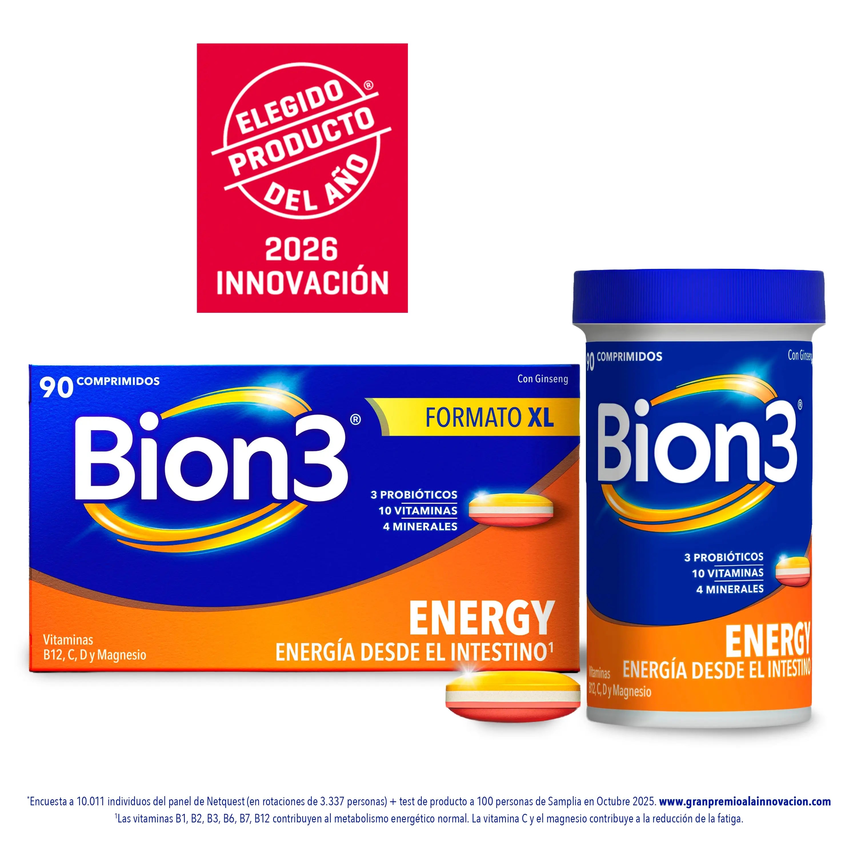 Bion3 Energy Multivitamintabletten mit Probiotika, Vitamin B12, C und Magnesium