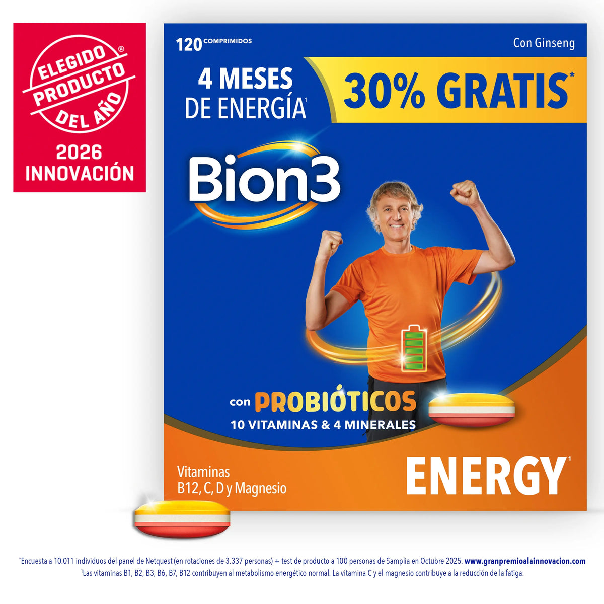 Bion3 Energy Multivitamintabletten mit Probiotika, Vitamin B12, C und Magnesium