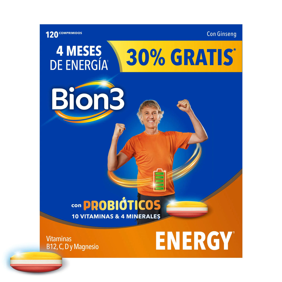Bion3 Energy Multivitamintabletten mit Probiotika, Vitamin B12, C und Magnesium