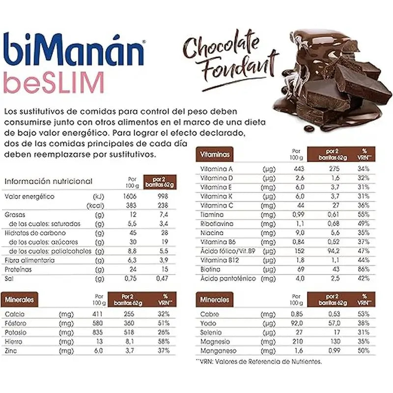 biManán Sustitutive Schokoladen-Fondant-Riegel 24 Stück