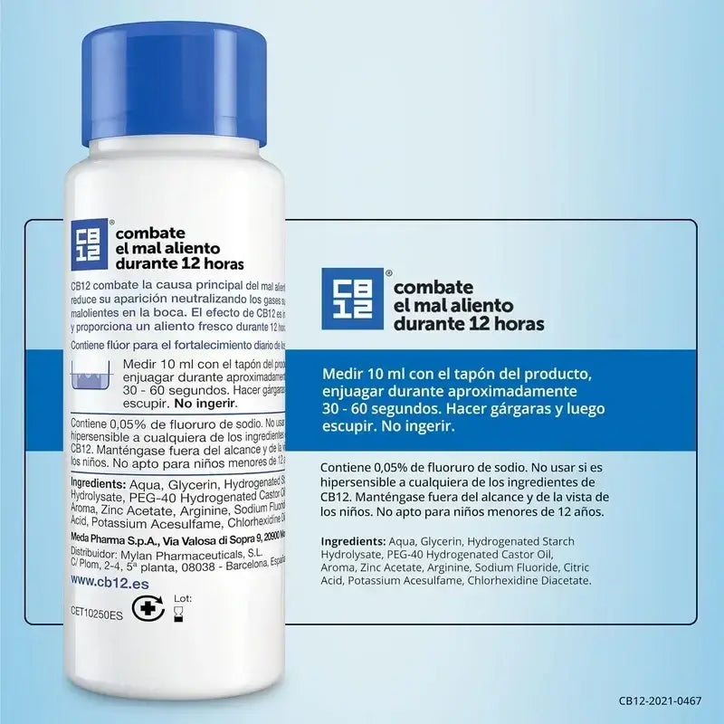Cb12 Mint Mundwasser mit Minzgeschmack Mundwasser mit Halitosis, 2X250 Ml