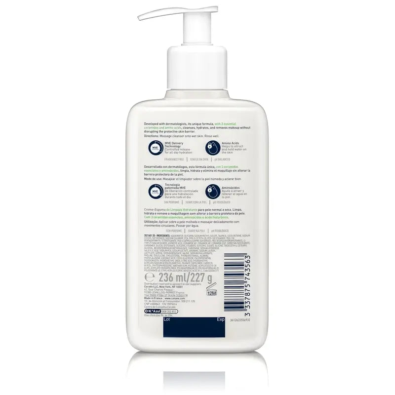 CeraVe Reinigungs- und Feuchtigkeitscreme - Feuchtigkeitsschaum, 236 ml