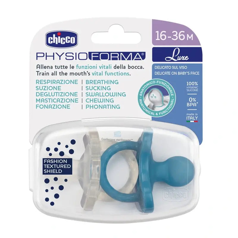 Chicco Schnuller Physioforma Luxe 16-36 2 Einheiten Blau -Grau