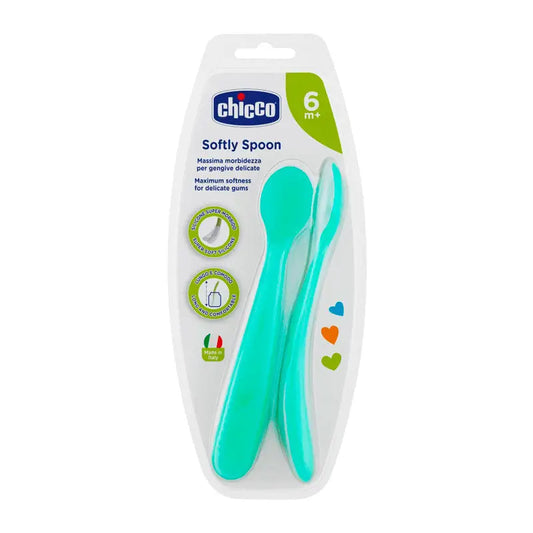 Chicco Take Eat Easy Silicone Spoon Blue 6M+ 2 Units