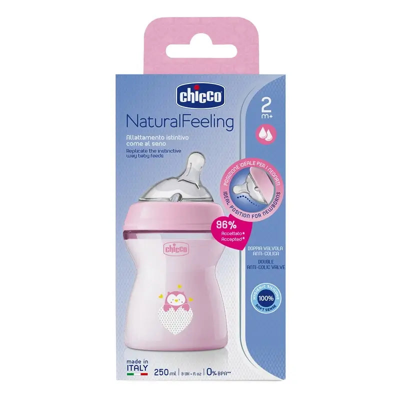 Chicco Naturalfeeling Rosa Medium Flow 250Ml 2M+ Babyflasche