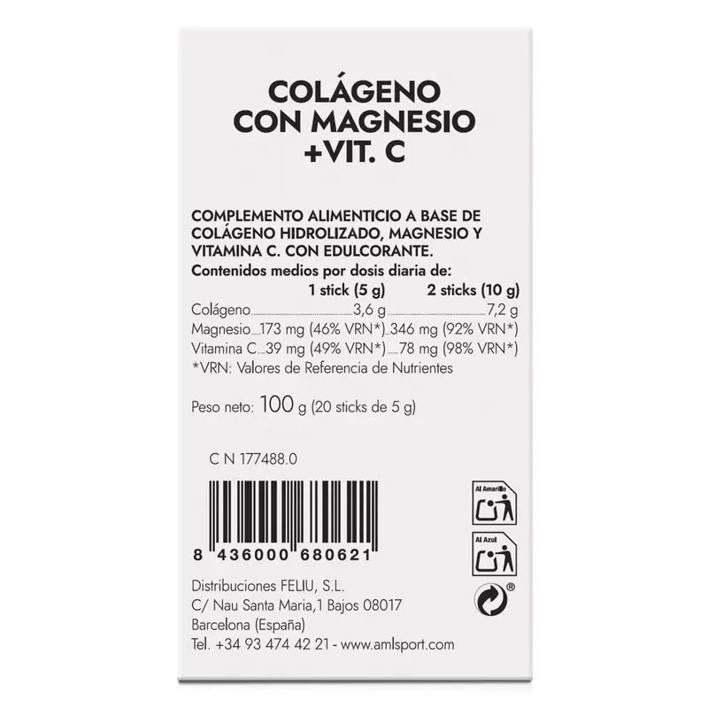 AML SPORT Kollagen mit Magnesium + Vitamin C Erdbeergeschmack, 20 Sticks