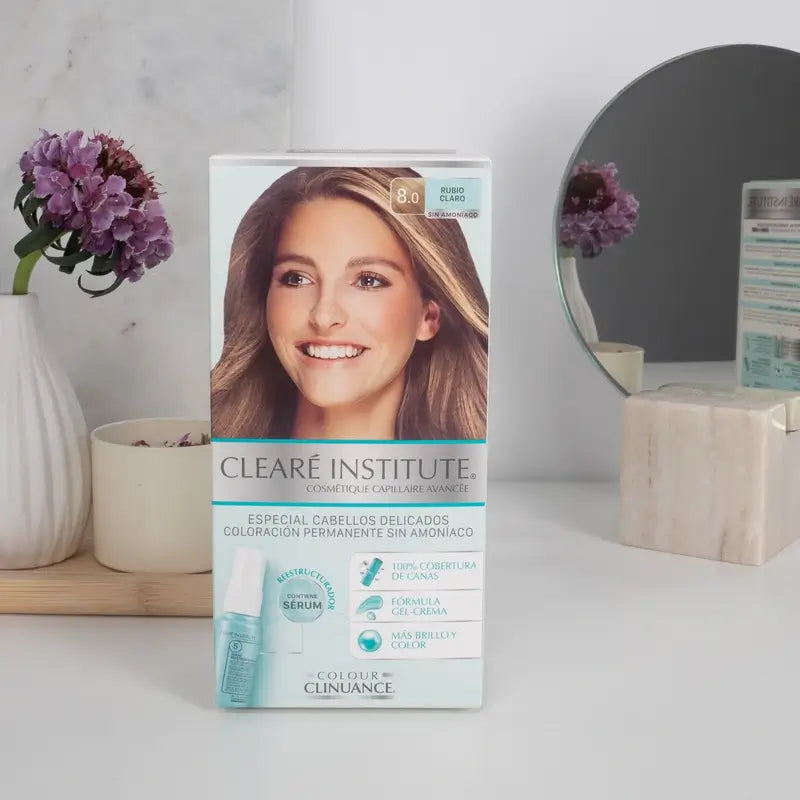 Clearé Institut Farbe Clinuance Ammoniakfreie permanente Farbe 8.0 Hellblond