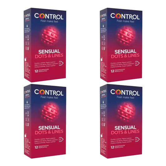 Control Sensual Dots & Line Condoms, 12-pack, pack of 4