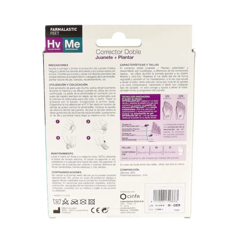 Farmalastic Corrector Double Bunions und Plantar Corrector Rechter Fuß, mittlere Größe