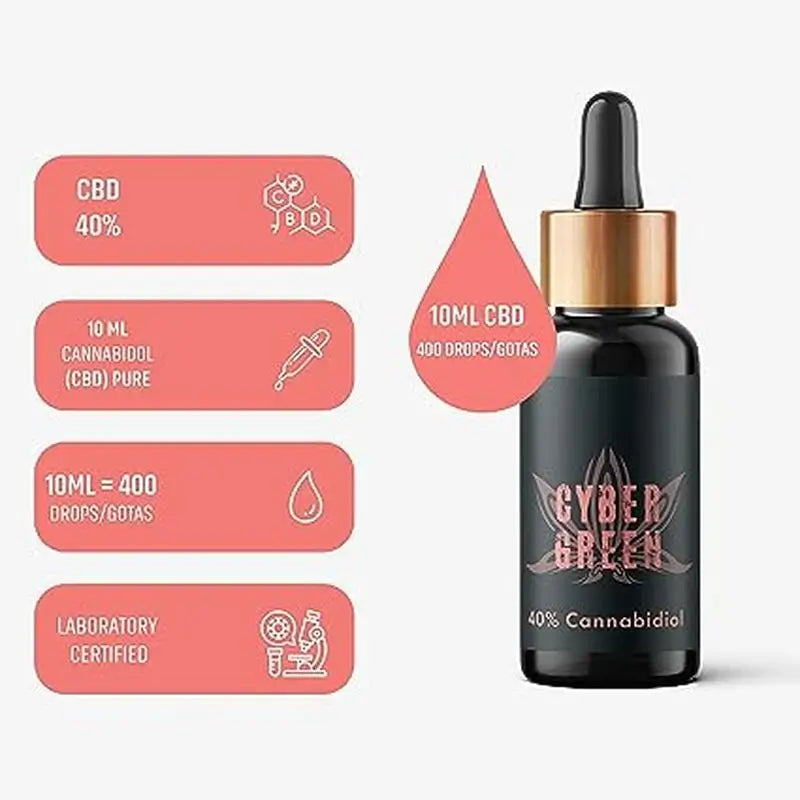 Cybergreen Reines Cbd Öl Vollspektrum 40% Kokosnussöl Basis 0% Thc, 10 ml