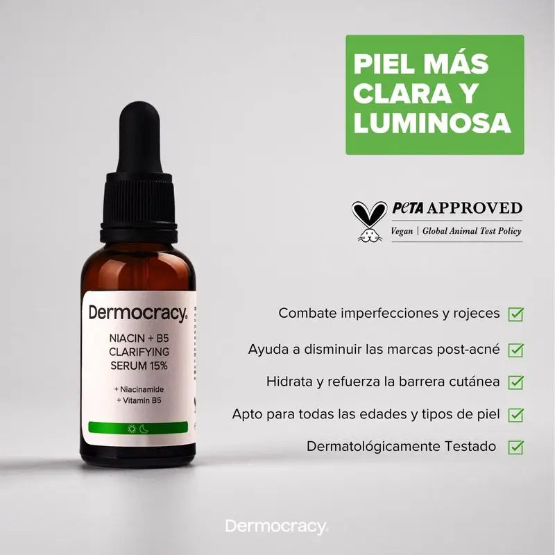 Dermocracy Niacin +B5 Klärendes Serum 15% Niacinamid + Vitamin B5 , 30 Ml