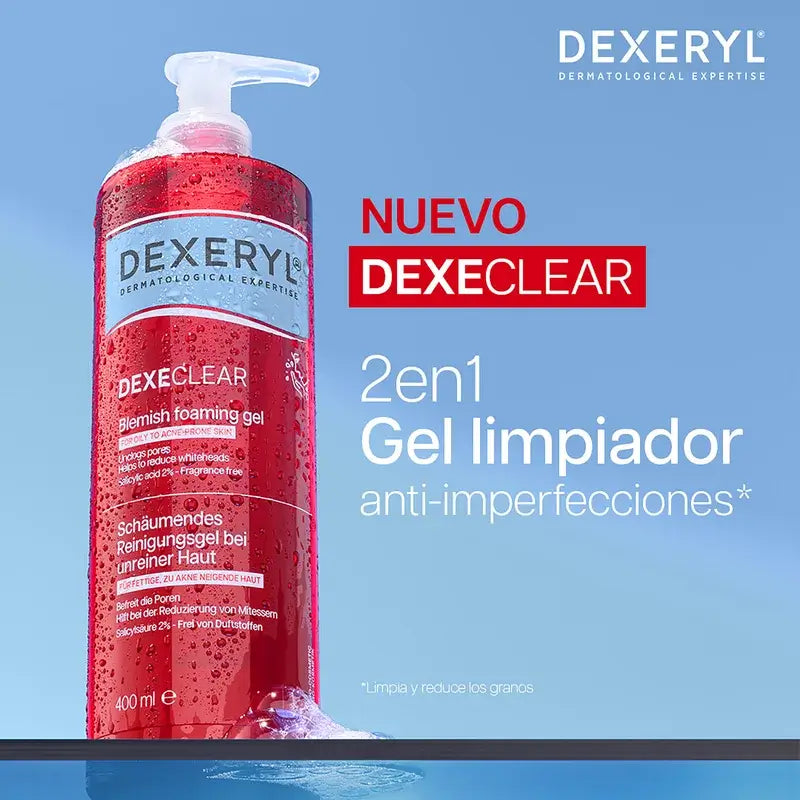 Dexeryl Dexeclear 2 In 1 Reinigungsgel für akneanfällige Haut , 400 ml