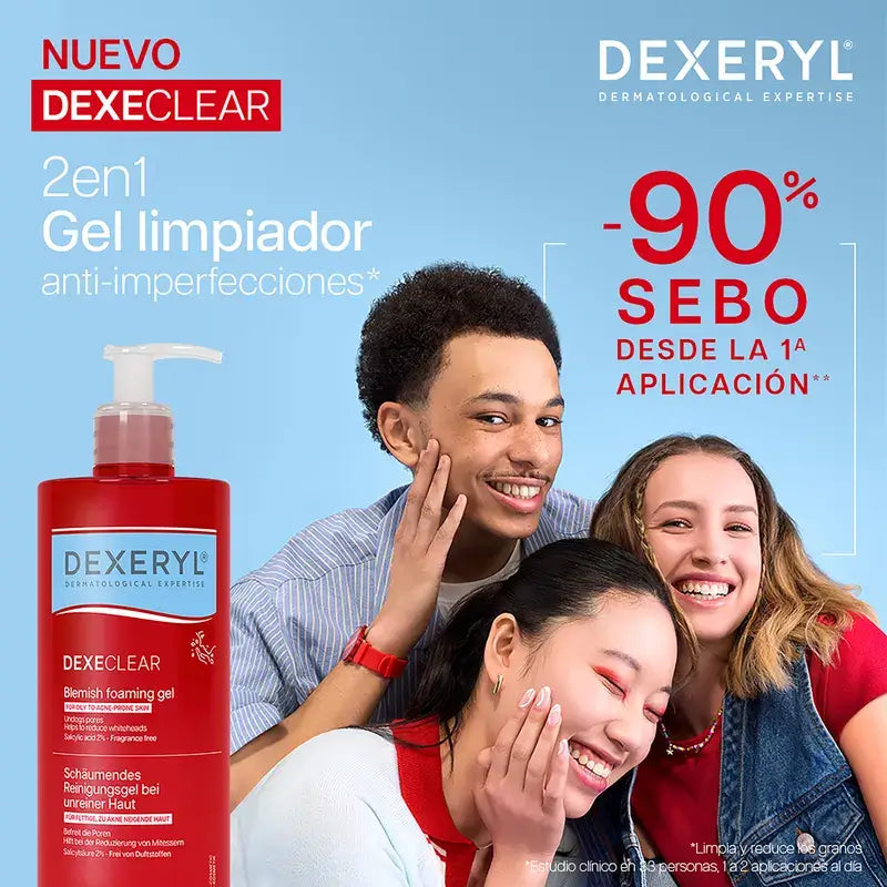 Dexeryl Dexeclear 2 In 1 Reinigungsgel für akneanfällige Haut , 400 ml