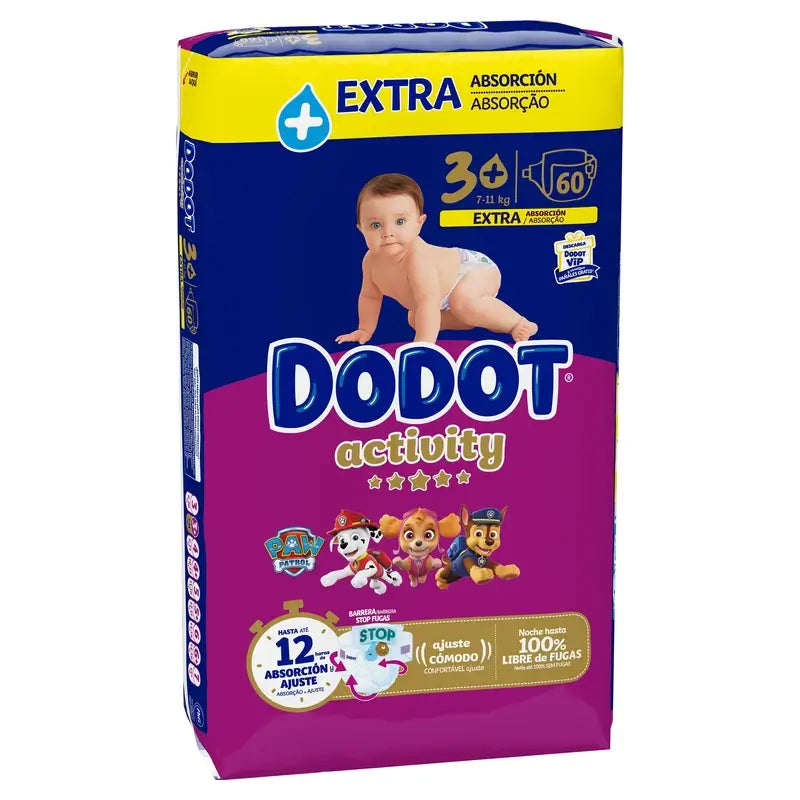 Dodot Activity Größe 3 Extra Jumbo (7-11Kg), 60 Windeln