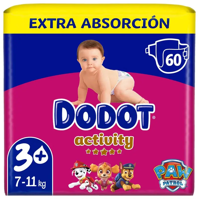 Dodot Activity Größe 3 Extra Jumbo (7-11Kg), 60 Windeln