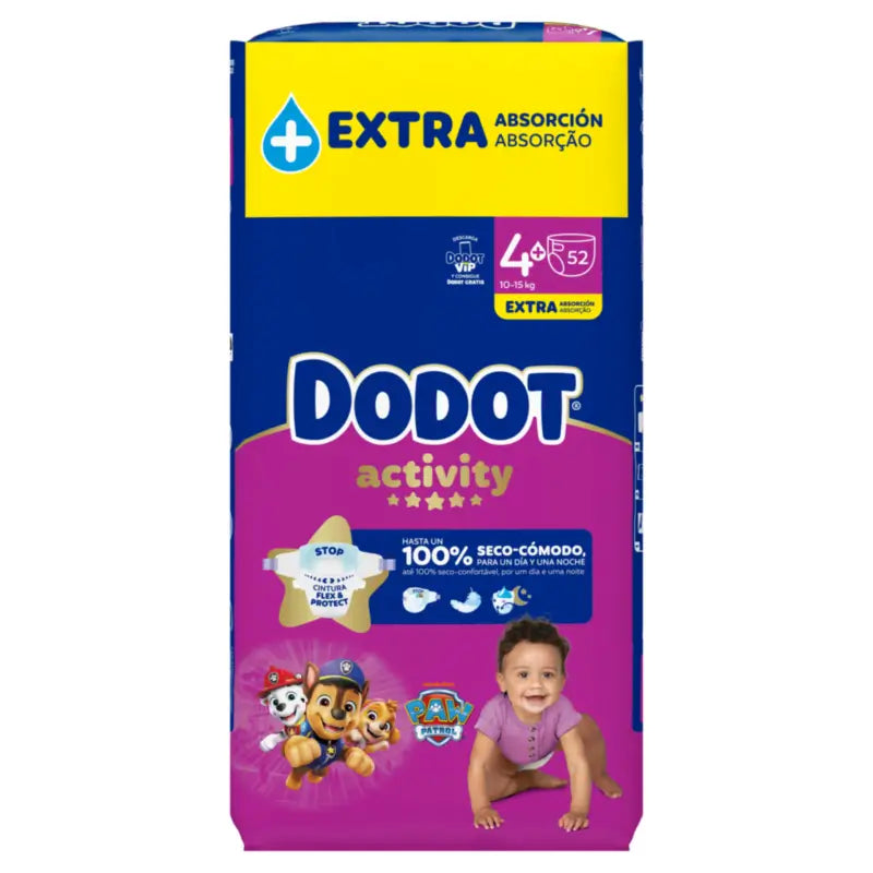 Dodot Activity Größe 4+ Extra Jumbo (10-15Kg), 52 Windeln