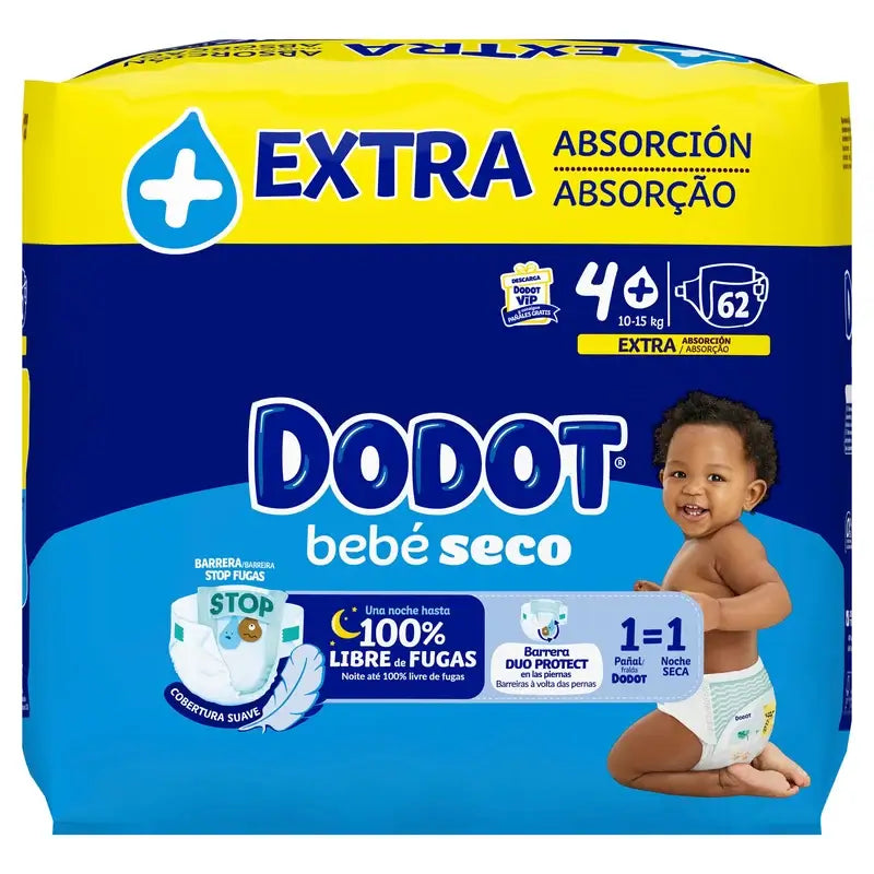 Dodot Baby Dry Größe 4 (10-15kg), 62 Windeln