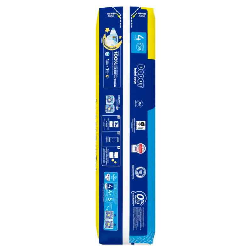 Dodot Baby Dry Größe 4 (9-14 Kg), 58 Windeln