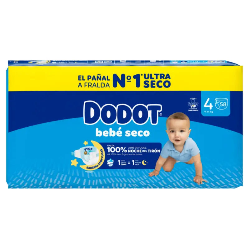 Dodot Baby Dry Größe 4 (9-14 Kg), 58 Windeln