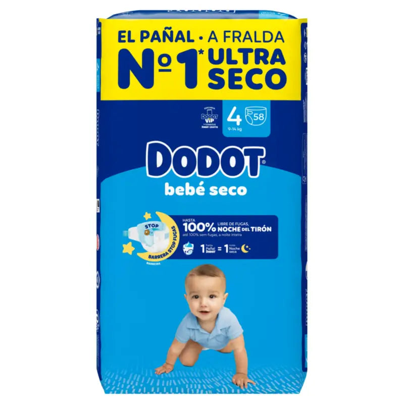 Dodot Baby Dry Größe 4 (9-14 Kg), 58 Windeln