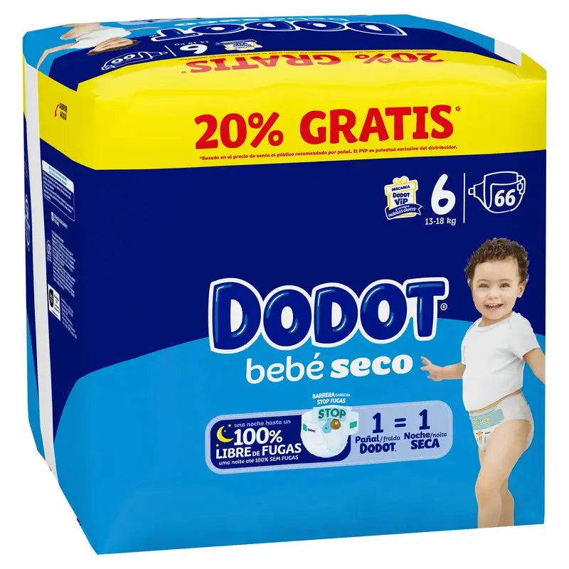 Dodot Baby Dry Größe 6, 13Kg-18Kg, 66 Windeln