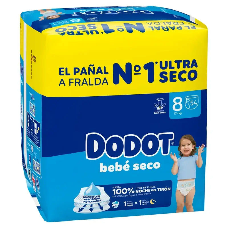 Dodot Bebé-Seco Size 8, 54 nappies