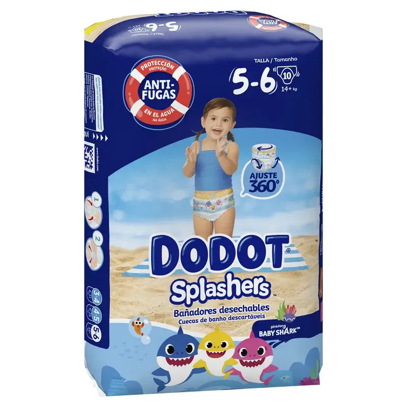 Dodot Splashers Wasserwindeln Größe 5-6, 10 Stück.