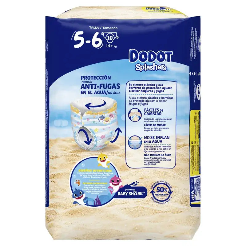 Dodot Splashers Wasserwindeln Größe 5-6, 10 Stück.