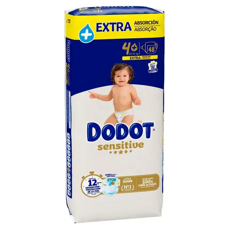 Dodot Sensitive Windeln Extra Saugfähig 10-15 kg Größe 4+, 96 Stück + Dodot Pure Aqua 288 Wischtücher
