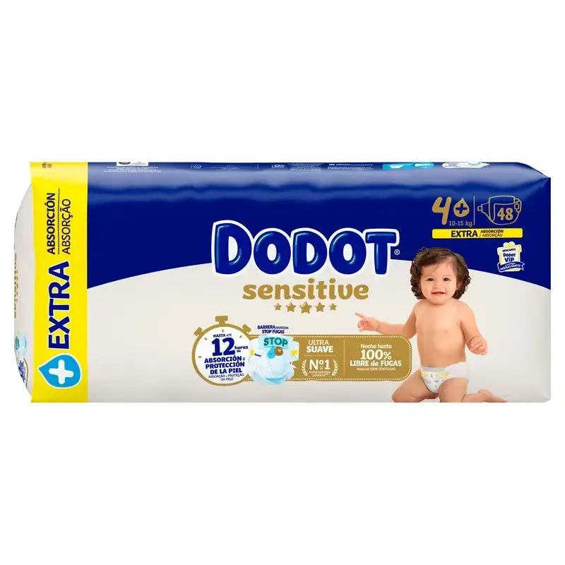Dodot Sensitive Windeln Extra Saugfähig 10-15 kg Größe 4+, 96 Stück + Dodot Pure Aqua 288 Wischtücher