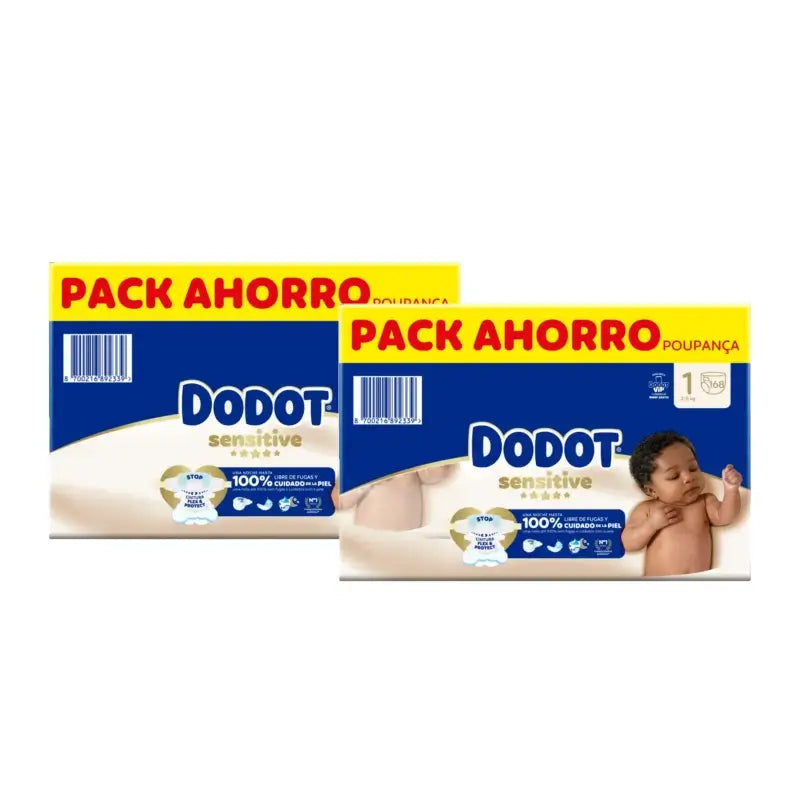 Dodot Sensitive Größe 1 Windeln 2–5 kg, 2er-Pack à 168 Stück