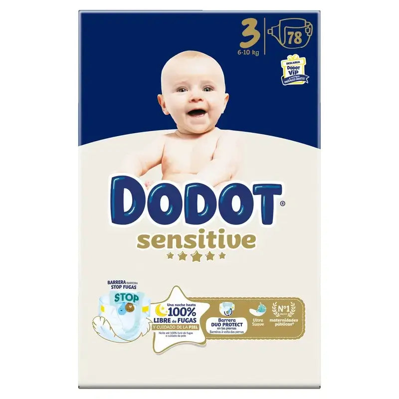 Dodot Sensitive Größe 3, 6kg-10kg, 156 Windeln + Dodot Pure Aqua 288 Feuchttücher