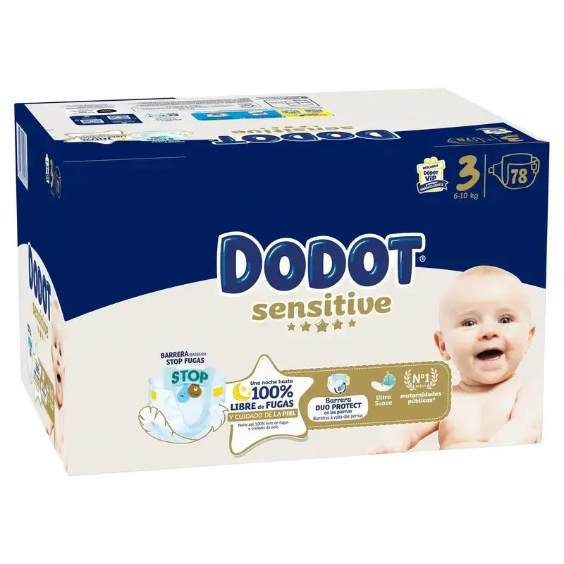 Dodot Sensitive Größe 3, 6kg-10kg, 156 Windeln + Dodot Pure Aqua 288 Feuchttücher