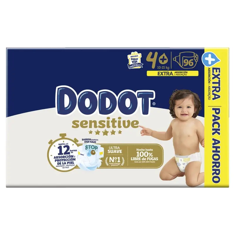 Dodot Sensitive Extra-Box Größe 4+, 96 Windeln