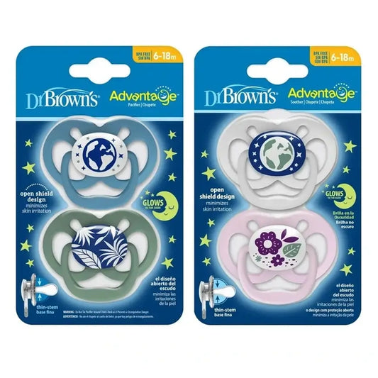 Dr.Brown's Advantage Nighttime Soother T2 Assorted, 2 pieces
