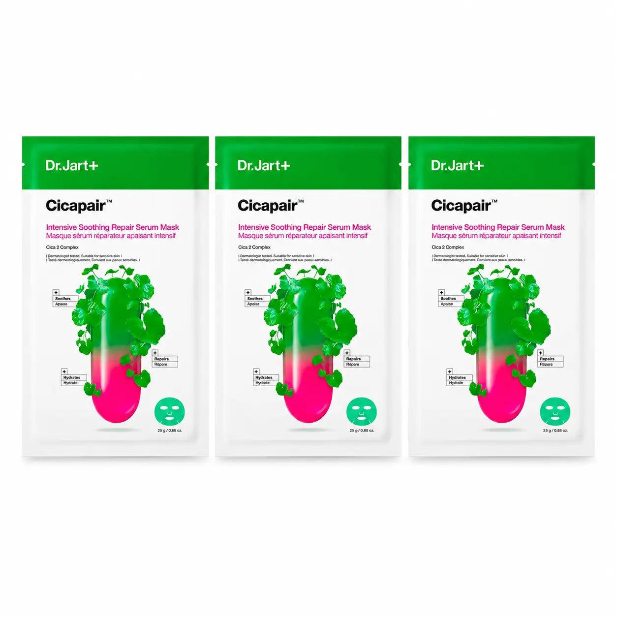 Dr.Jart+ Cicapair Intensive Beruhigende Repair-Maske mit Serum, 25 Gr , Packung 3