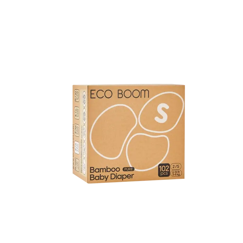 ECO BOOM PURE 100% natürliche Bambuswindeln - Größe 2/S (3-8 kg) - 102 Stück.